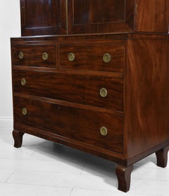 Georgian Flame Mahogany Wardrobe Linen Press with Gothic Lancet Arched Doors