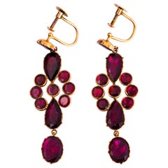 Georgian Flat Cut Garnet and Gold Earrings