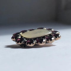 Georgian Flat Cut Garnet and Gold Mourning Brooch