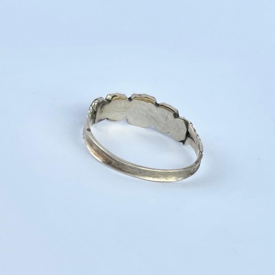 Georgian Flat Cut Garnet Five-Stone Silver Band In Fair Condition In Chipping Campden, GB