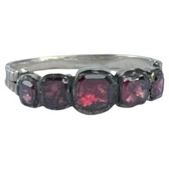 Georgian Flat Cut Garnet Five-Stone Silver Band