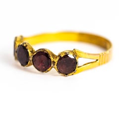 Georgian Flat Cut Garnet Gold Half Hoop Eternity
