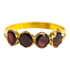 Georgian Flat Cut Garnet Gold Half Hoop Eternity