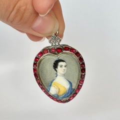 Georgian Flat Cut Garnet Silver and Gold Sepia Pendant