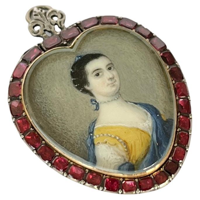 Georgian Flat Cut Garnet Silver and Gold Sepia Pendant