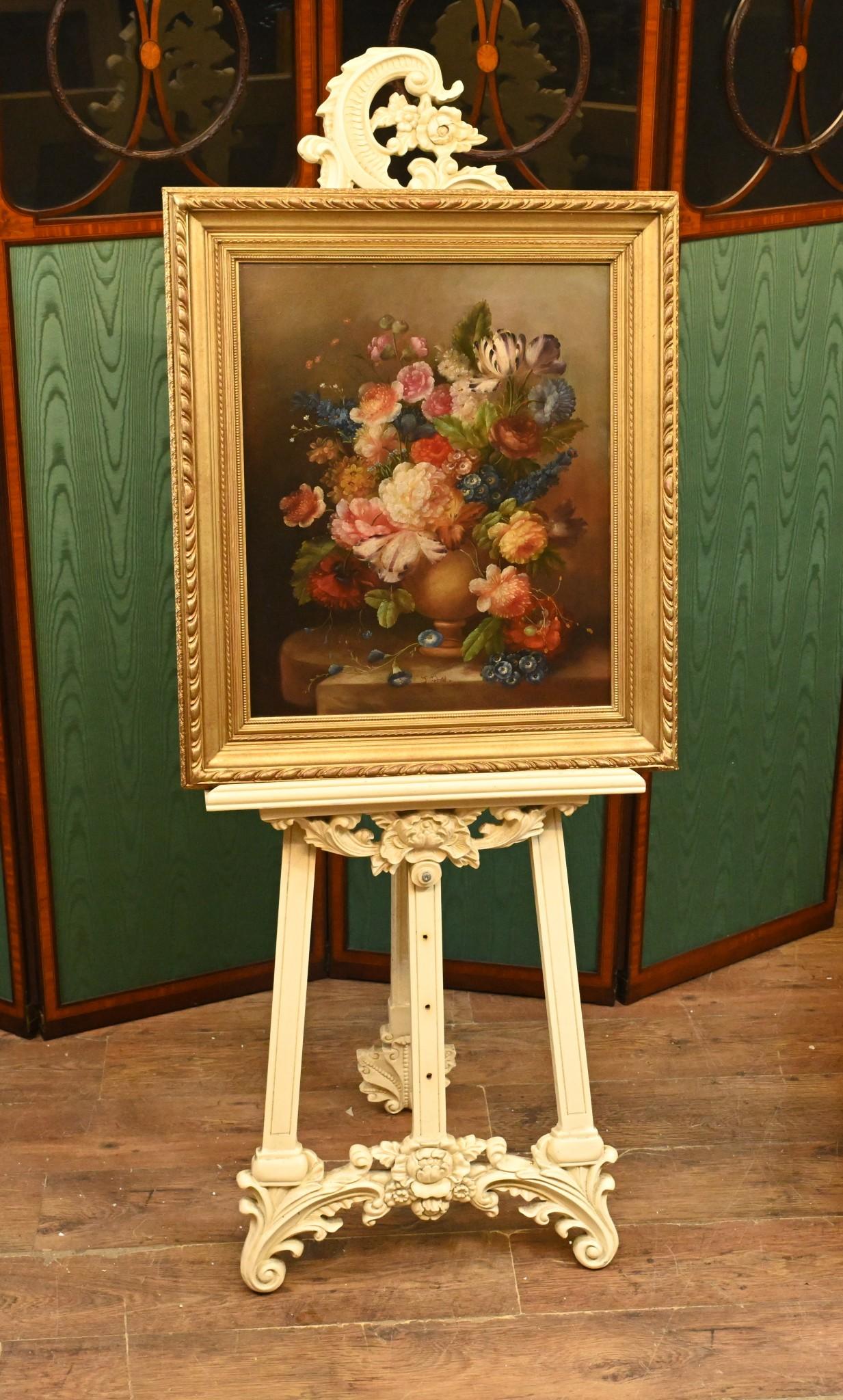 Gorgeous hand painted still life oil painting in the Georgian manner
Very vivid and bright, will add light and energy to any room
Comes in elegant gilt frame
Offered in great shape ready for home use right away
We ship to every corner of the planet