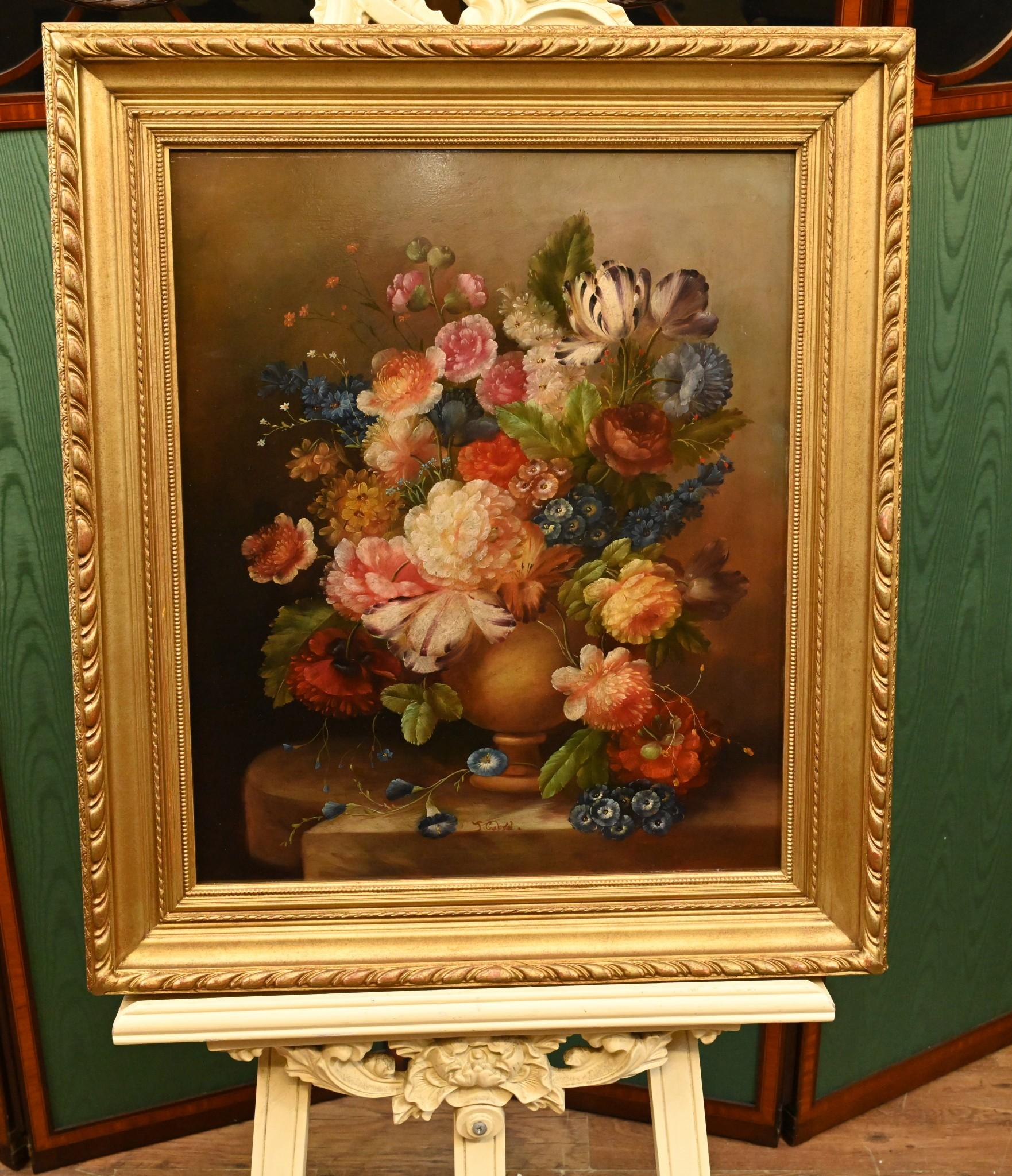 Georgian Floral Oil Painting Still Life Gilt Frame In Good Condition For Sale In Potters Bar, GB