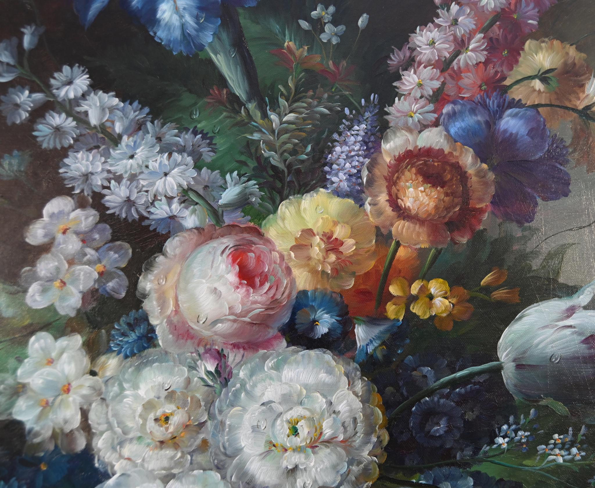 Georgisches Blumenstillleben Ölgemälde Signiert L.Ernest im Angebot 3