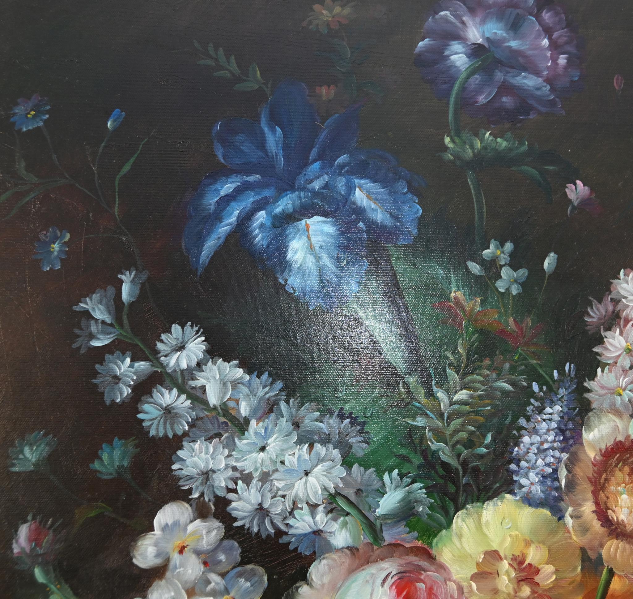 Georgisches Blumenstillleben Ölgemälde Signiert L.Ernest (Farbe) im Angebot