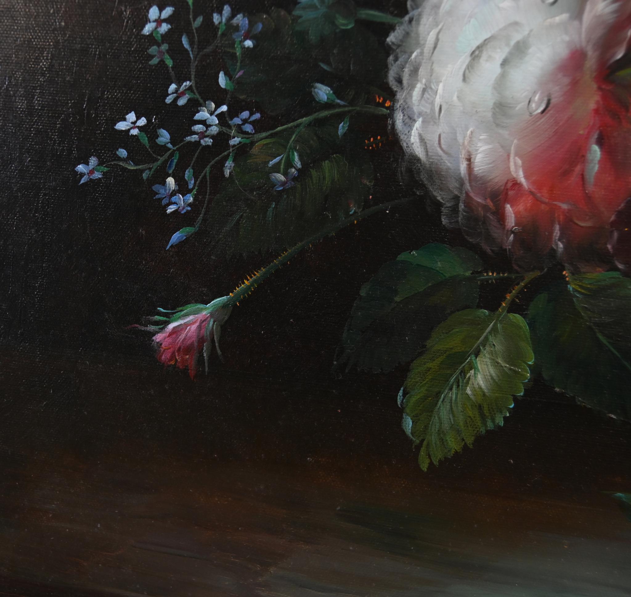 Georgisches Blumenstillleben Ölgemälde Signiert L.Ernest im Angebot 1