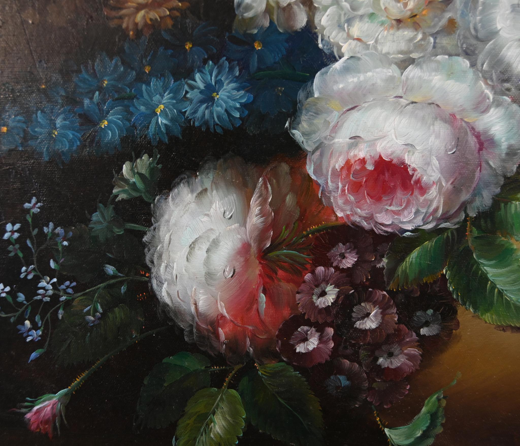 Georgisches Blumenstillleben Ölgemälde Signiert L.Ernest im Angebot 2