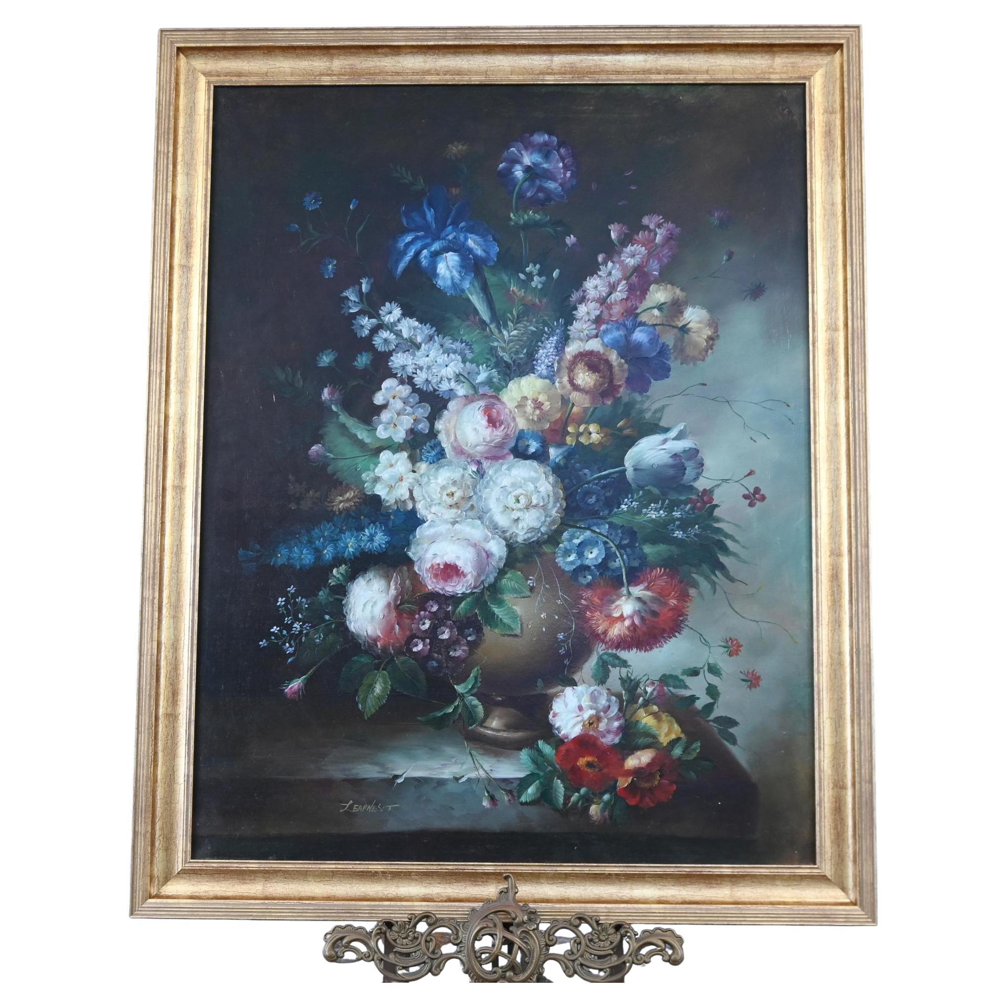 Georgisches Blumenstillleben Ölgemälde Signiert L.Ernest