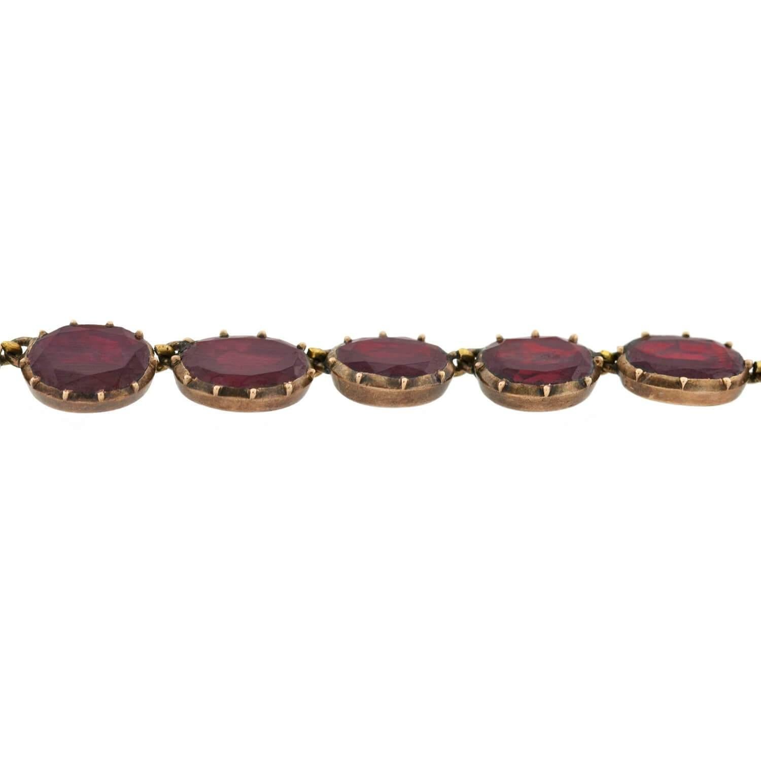 Georgian Foil-Back Garnet Link Necklace 1