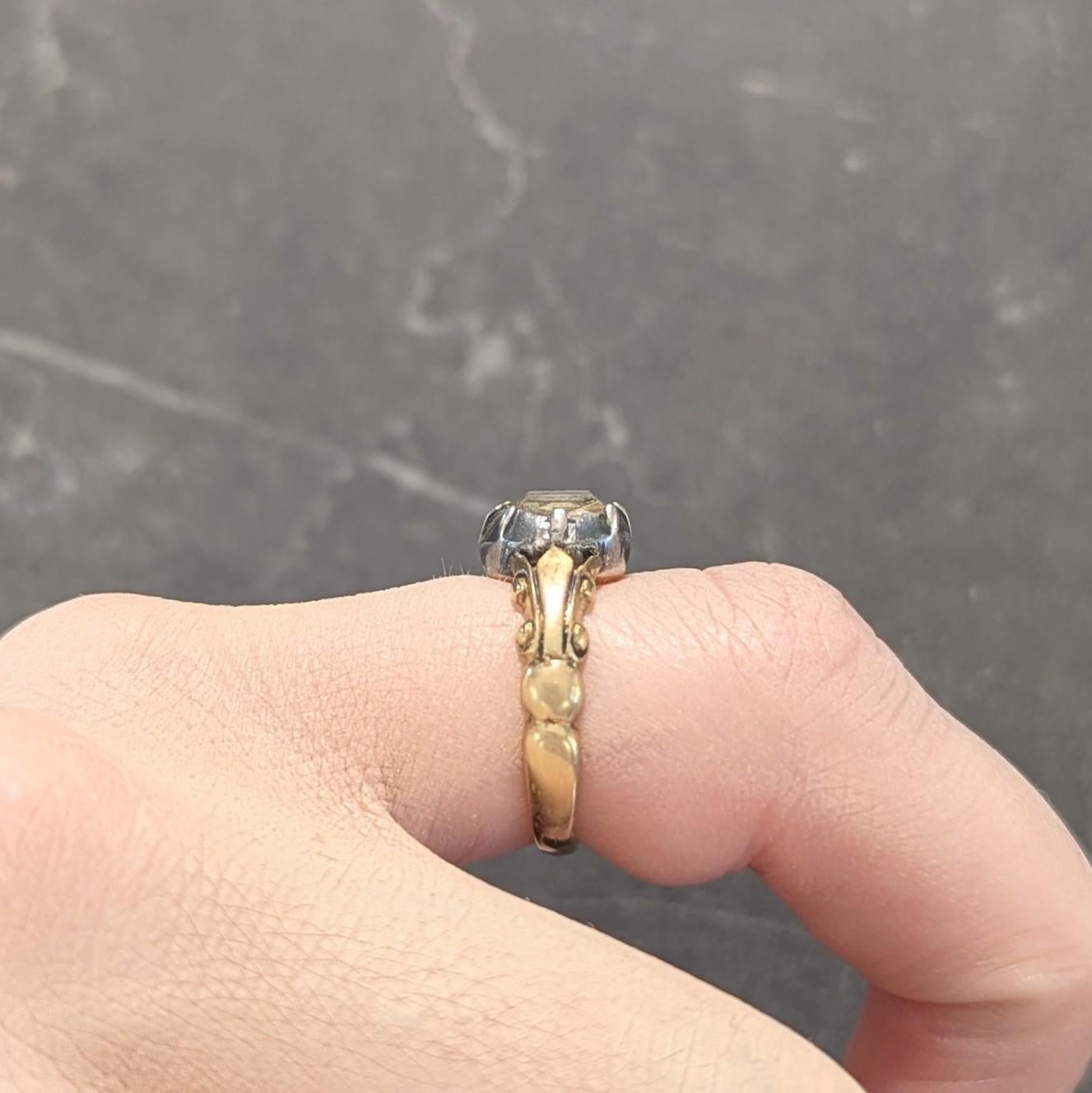 Georgian Foil Backed Diamond 18K Gold Silver Colette Fleur-De-Lis Antique Ring For Sale 7