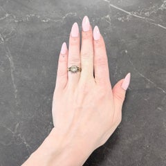 Georgian Foil Backed Diamond 18K Gold Silver Colette Fleur-De-Lis Antique Ring