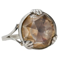 Anello di cristallo di rocca georgiano smerigliato misura 9,5 Sterling