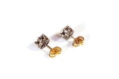 Georgian Foiled Diamond Stud Earrings in Gold and Silver, 18th Century