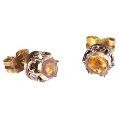 Georgian Foiled Diamond Stud Earrings in Gold and Silver, 18th Century