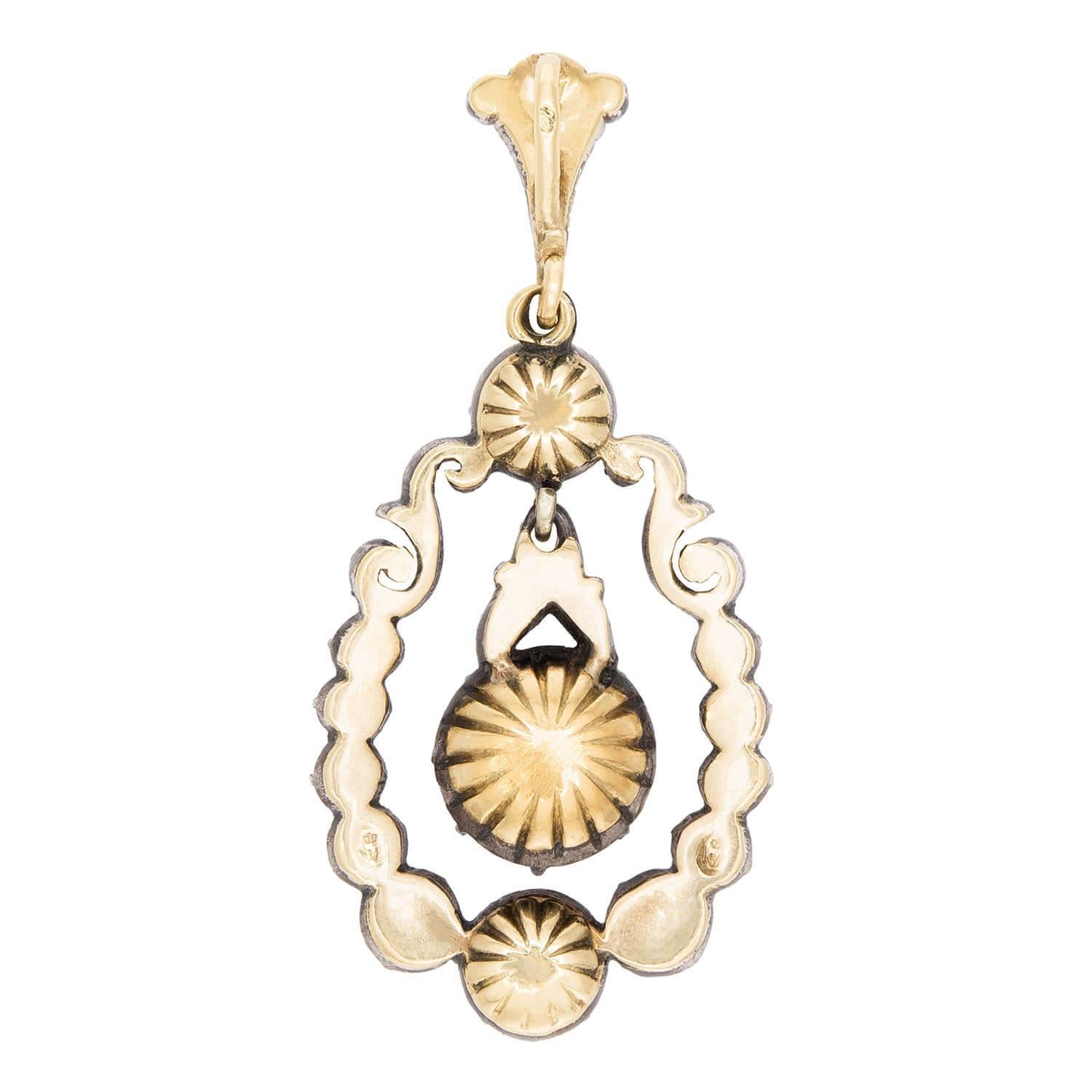Georgiano Ciondolo francese georgiano con diamante in argento 14k/sterling in vendita