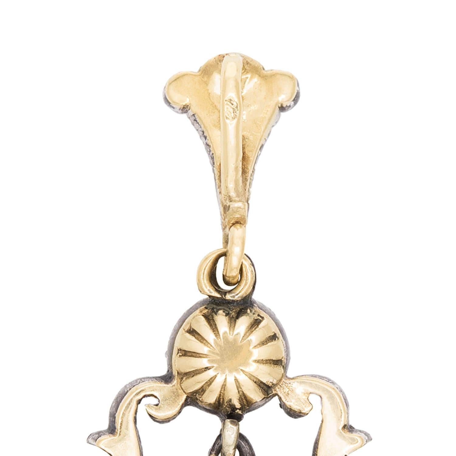 Ciondolo francese georgiano con diamante in argento 14k/sterling In condizioni buone in vendita a Narberth, PA