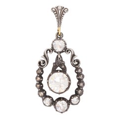 Antique Georgian French 14k/Sterling Silver Diamond Pendant