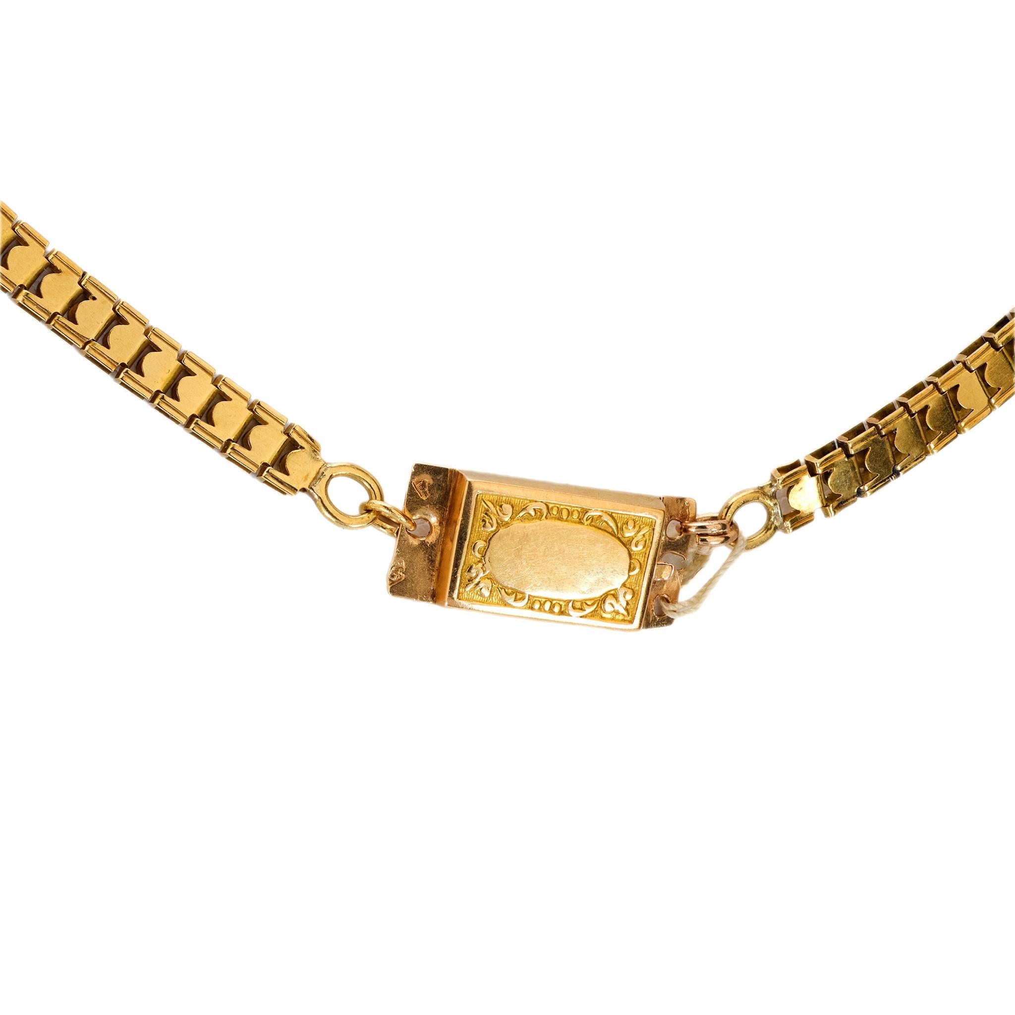 Georgien Collier géorgien français en or jaune 18 carats avec diamants taille rose en vente