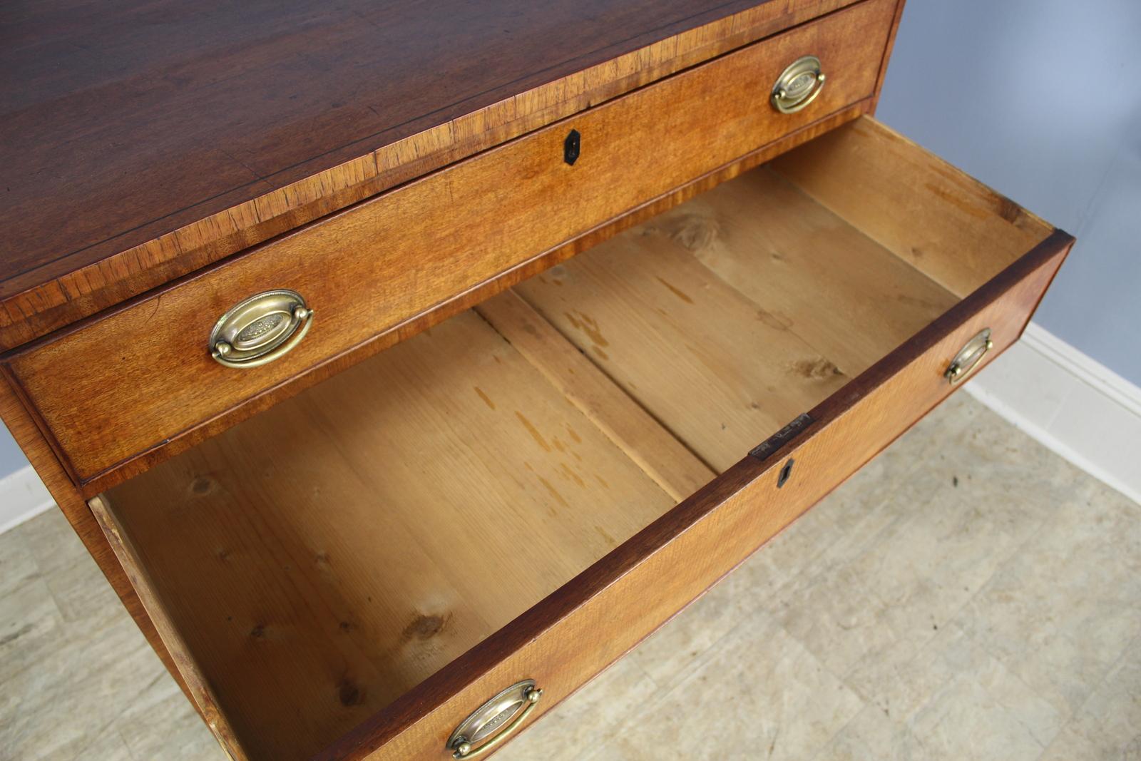 Georgian Fruitwood Country Chest with Original Ebony String Top For Sale 5