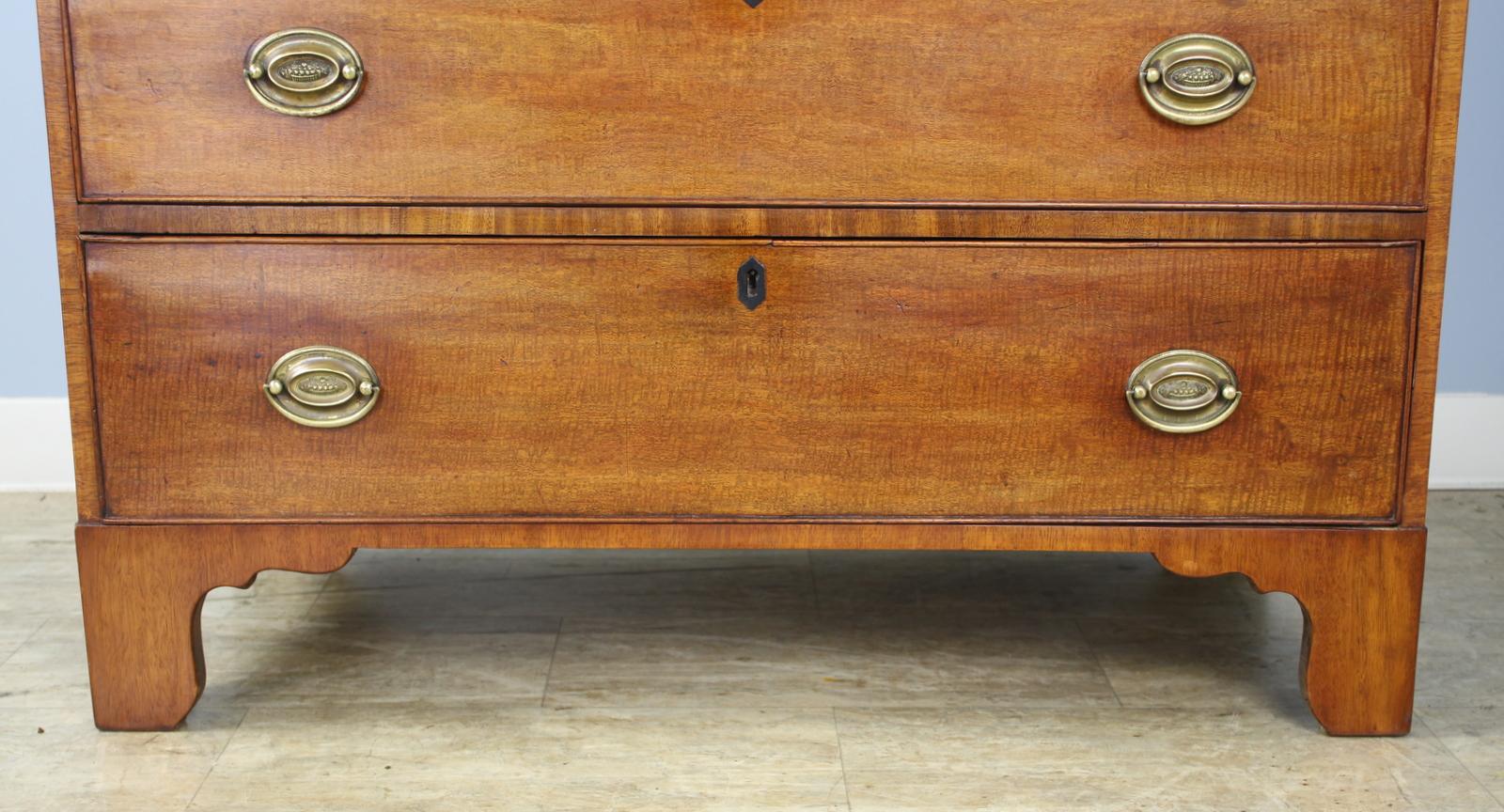 18th Century Georgian Fruitwood Country Chest with Original Ebony String Top For Sale