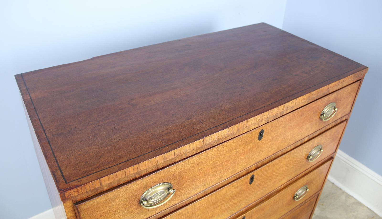 Georgian Fruitwood Country Chest with Original Ebony String Top For Sale 1