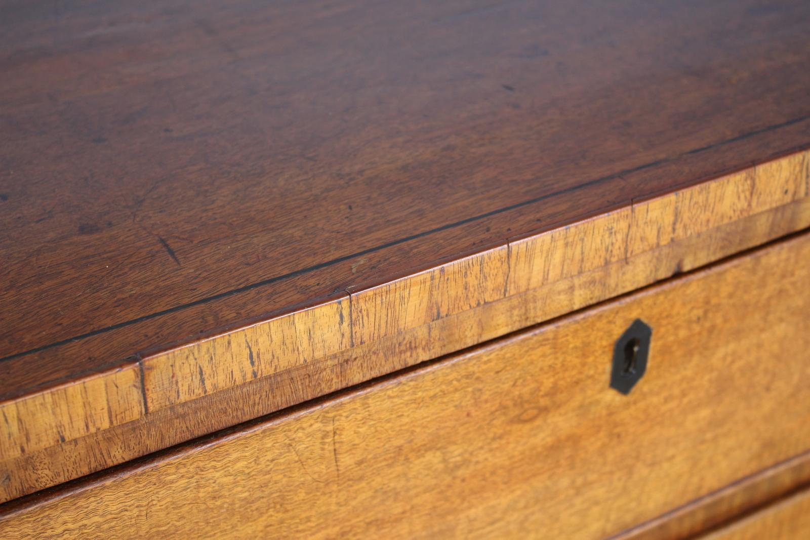 Georgian Fruitwood Country Chest with Original Ebony String Top For Sale 3