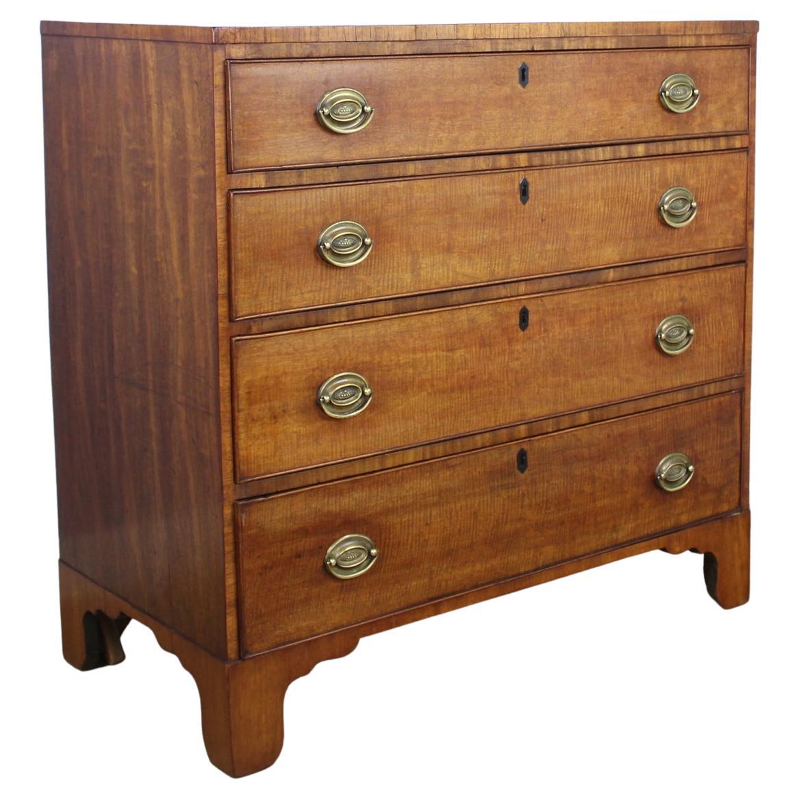 Georgian Fruitwood Country Chest with Original Ebony String Top For Sale