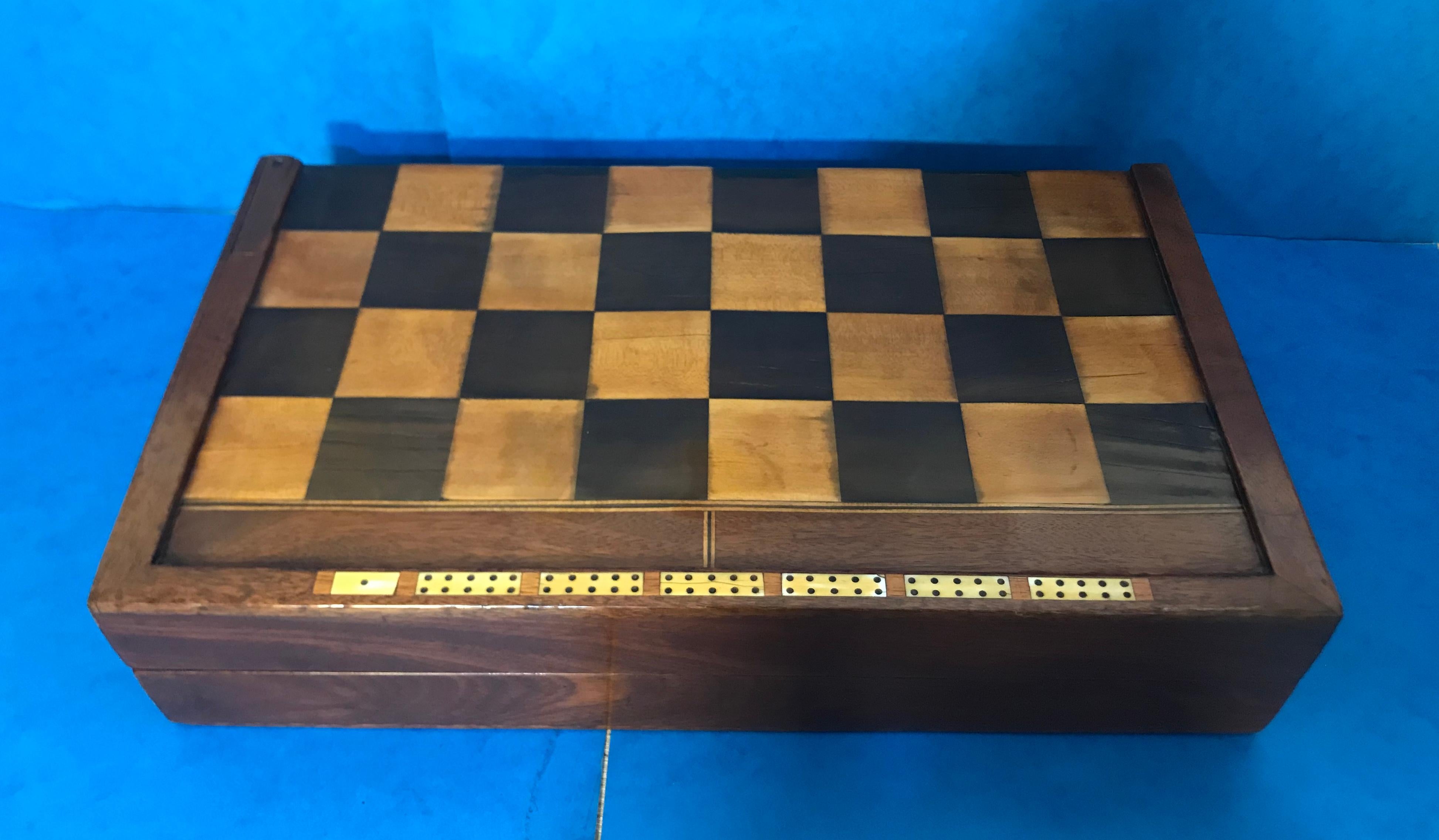 Georgian Games Box, Complete with a ‘Stalton’ Chess and Soapstone Backgammon Set 3