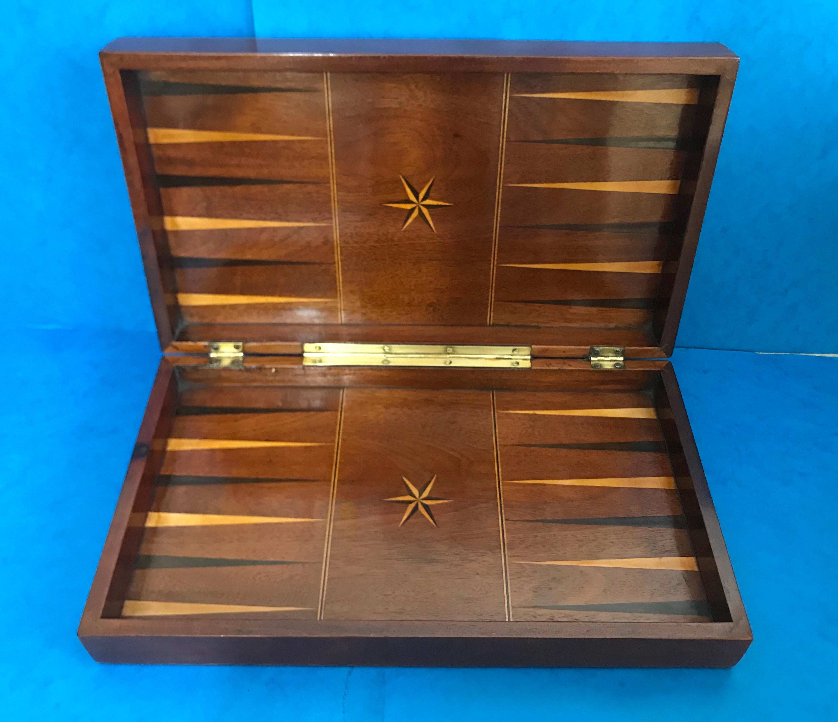 Georgian Games Box, Complete with a ‘Stalton’ Chess and Soapstone Backgammon Set In Good Condition In Windsor, Berkshire