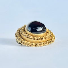 Georgian Garnet and 18 Carat Gold Cannetille Brooch