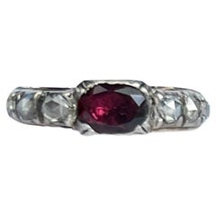 Georgian Garnet and Rose Cut Diamond Five-Stone Band