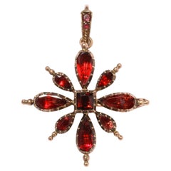 GeorgIan Garnet Flat Cut Snowflake/Cross Pendant or Brooch