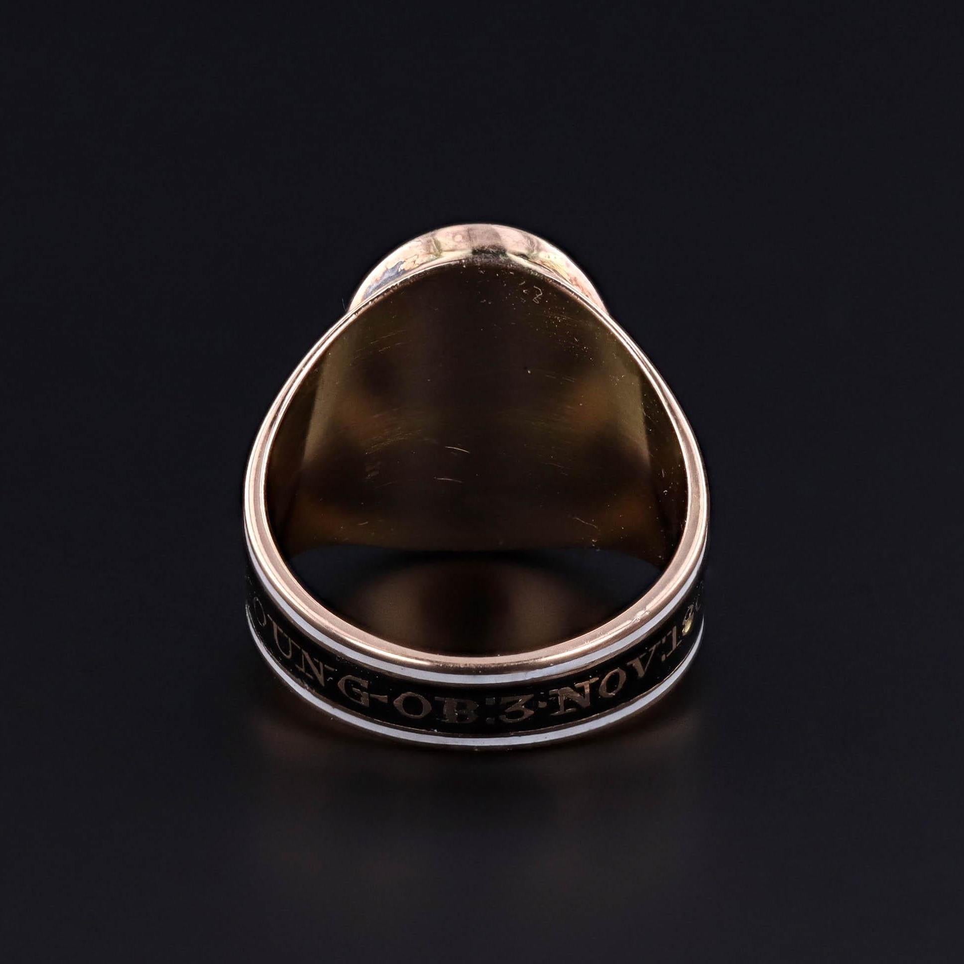 Georgian Garnet Mourning Ring of 18k Gold In Good Condition In Lewisburg, PA