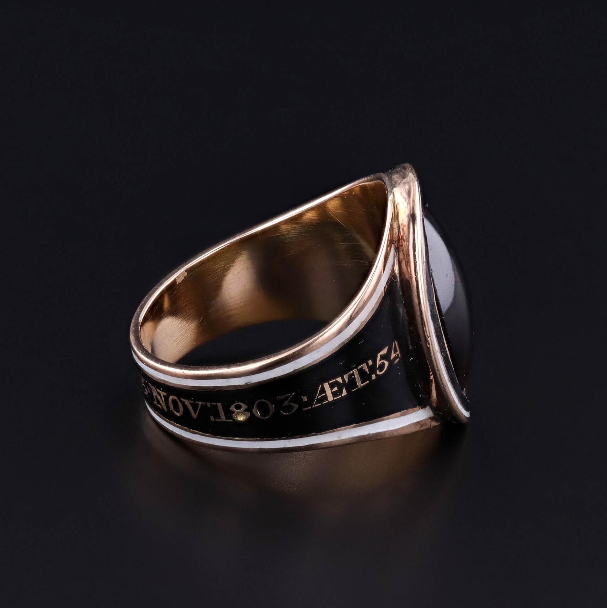Women's Georgian Garnet Mourning Ring of 18k Gold