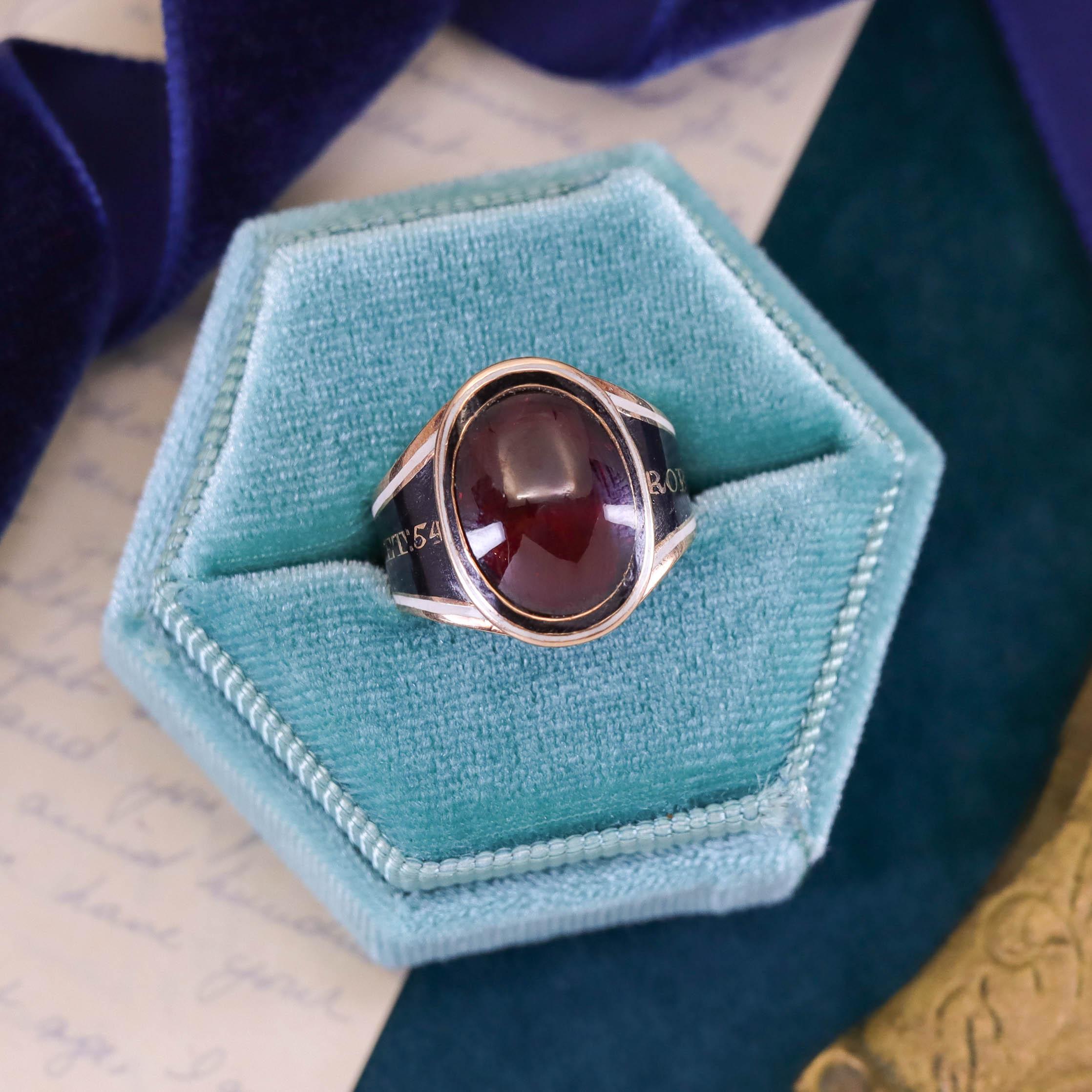 Georgian Garnet Mourning Ring of 18k Gold 2