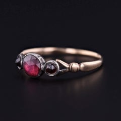 Georgian Garnet Ring of 14k Gold and Silver