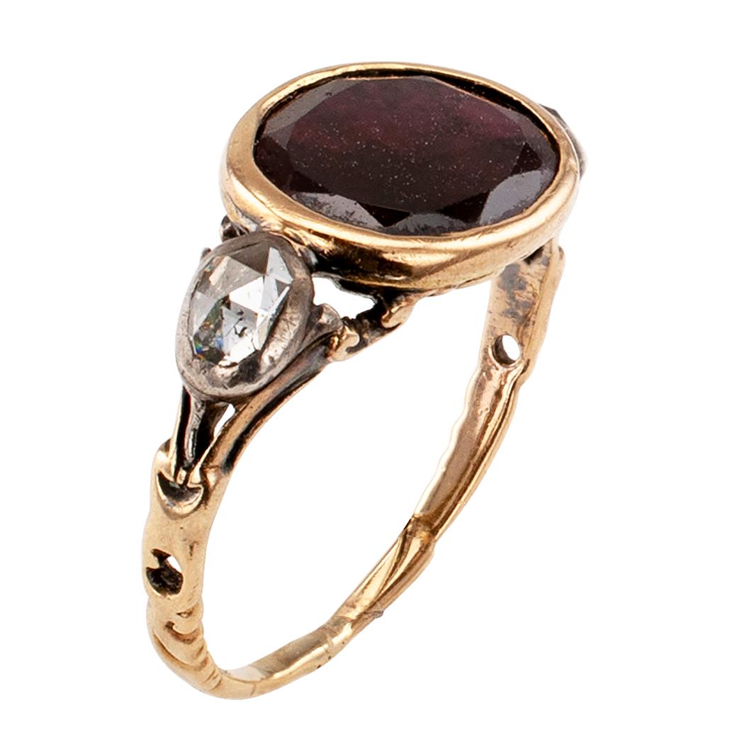 rose cut garnet ring