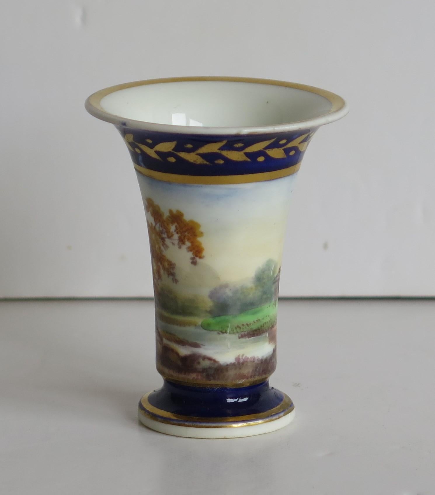 Georgian Set of 3 Miniature Vases Porcelain Hand Painted Scenes,  Circa 1820 For Sale 5