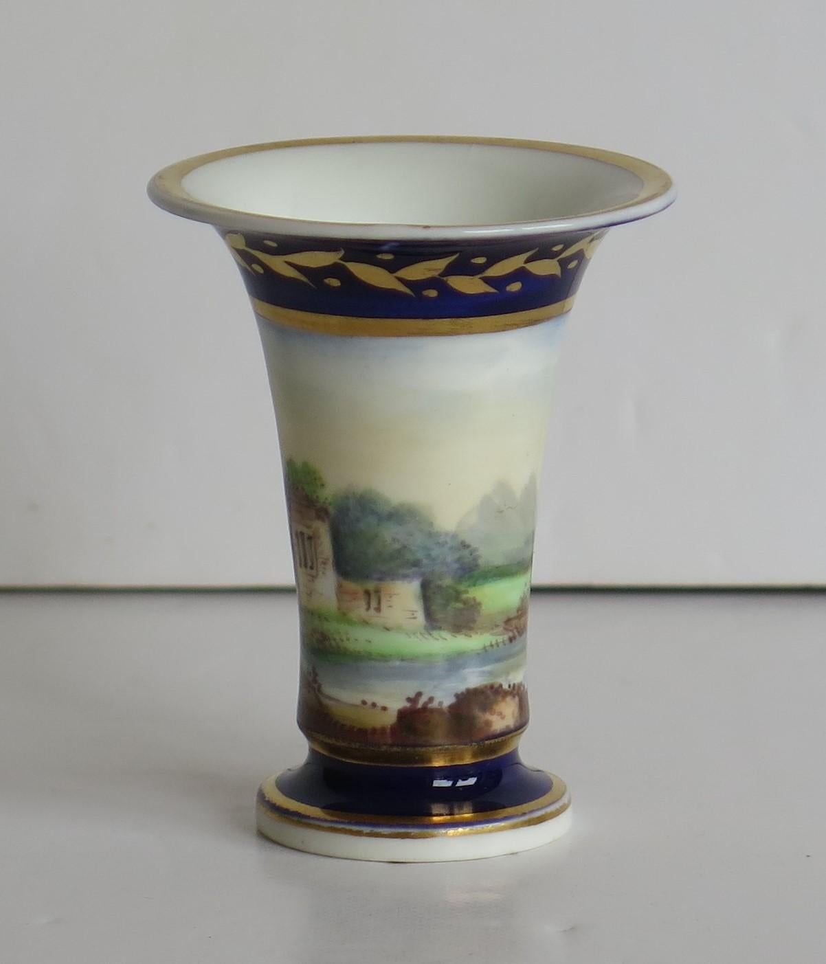 Georgian Set of 3 Miniature Vases Porcelain Hand Painted Scenes,  Circa 1820 For Sale 7
