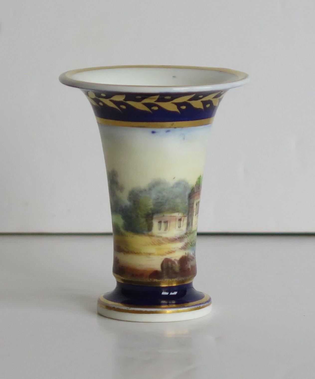 Georgian Set of 3 Miniature Vases Porcelain Hand Painted Scenes,  Circa 1820 For Sale 9