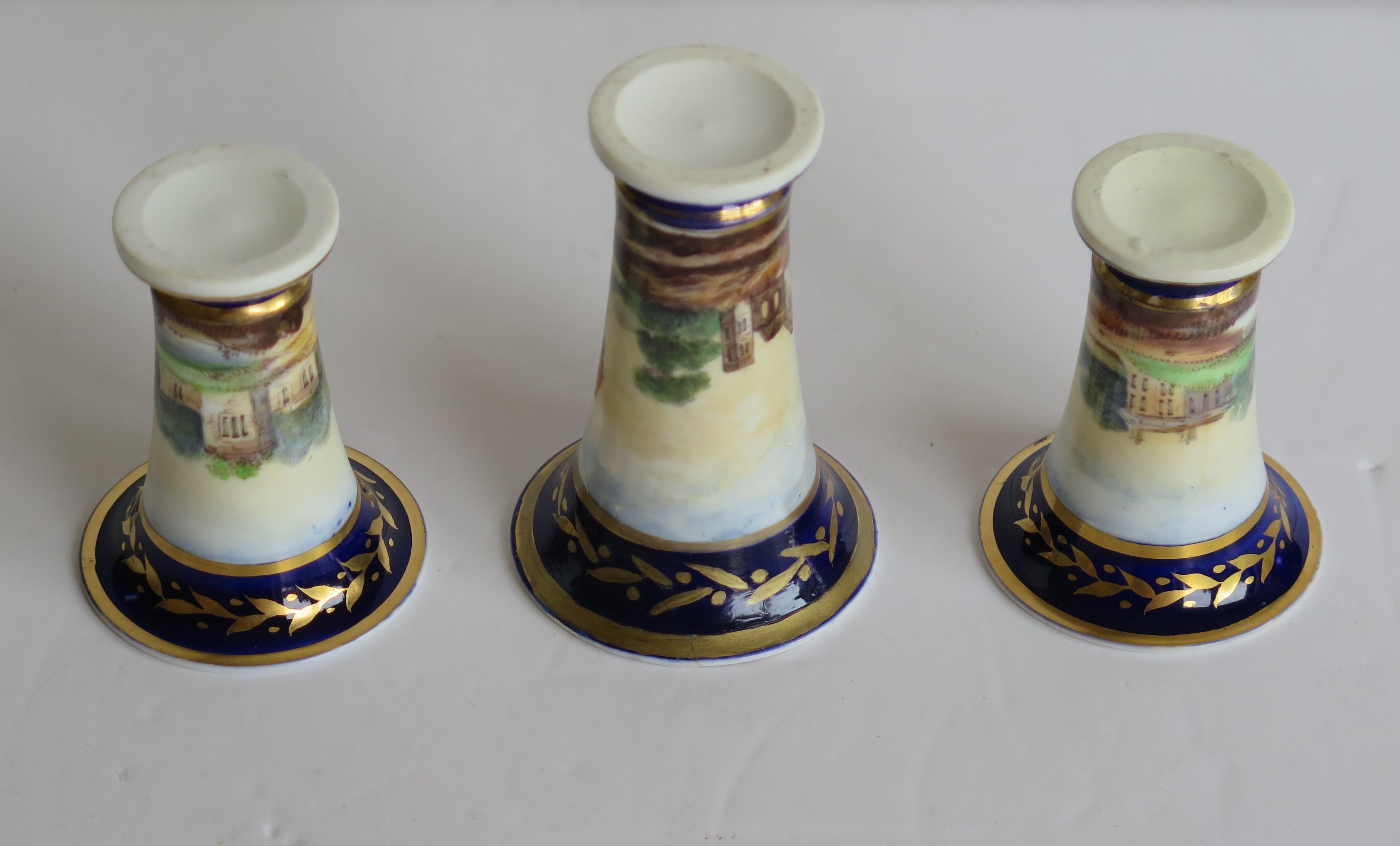 Georgian Set of 3 Miniature Vases Porcelain Hand Painted Scenes,  Circa 1820 For Sale 11