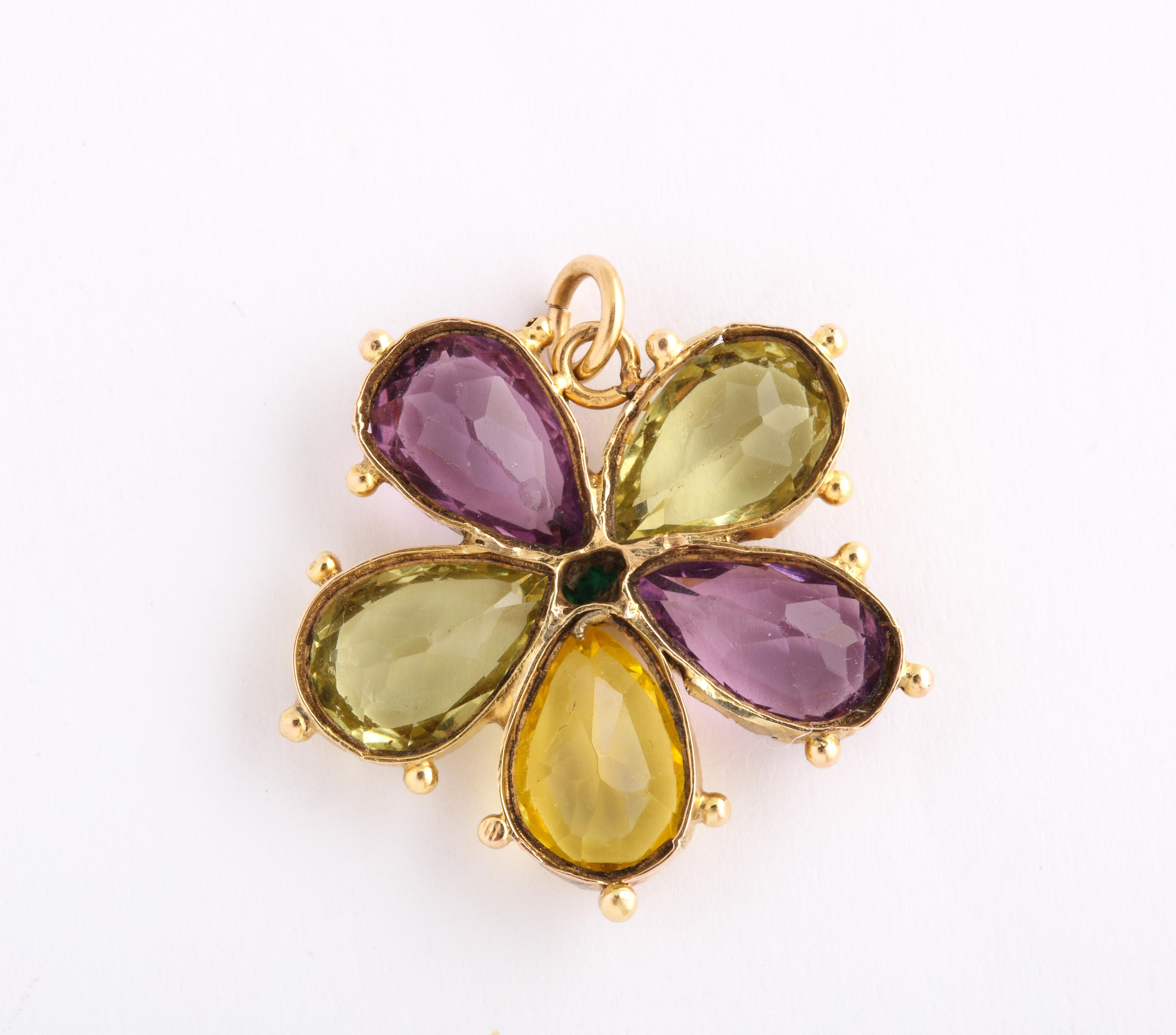 Women's Georgian Gem Set Pansy Pendant