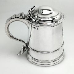 Tasse à bière antique géorgienne George III avec couvercle en argent, 1805