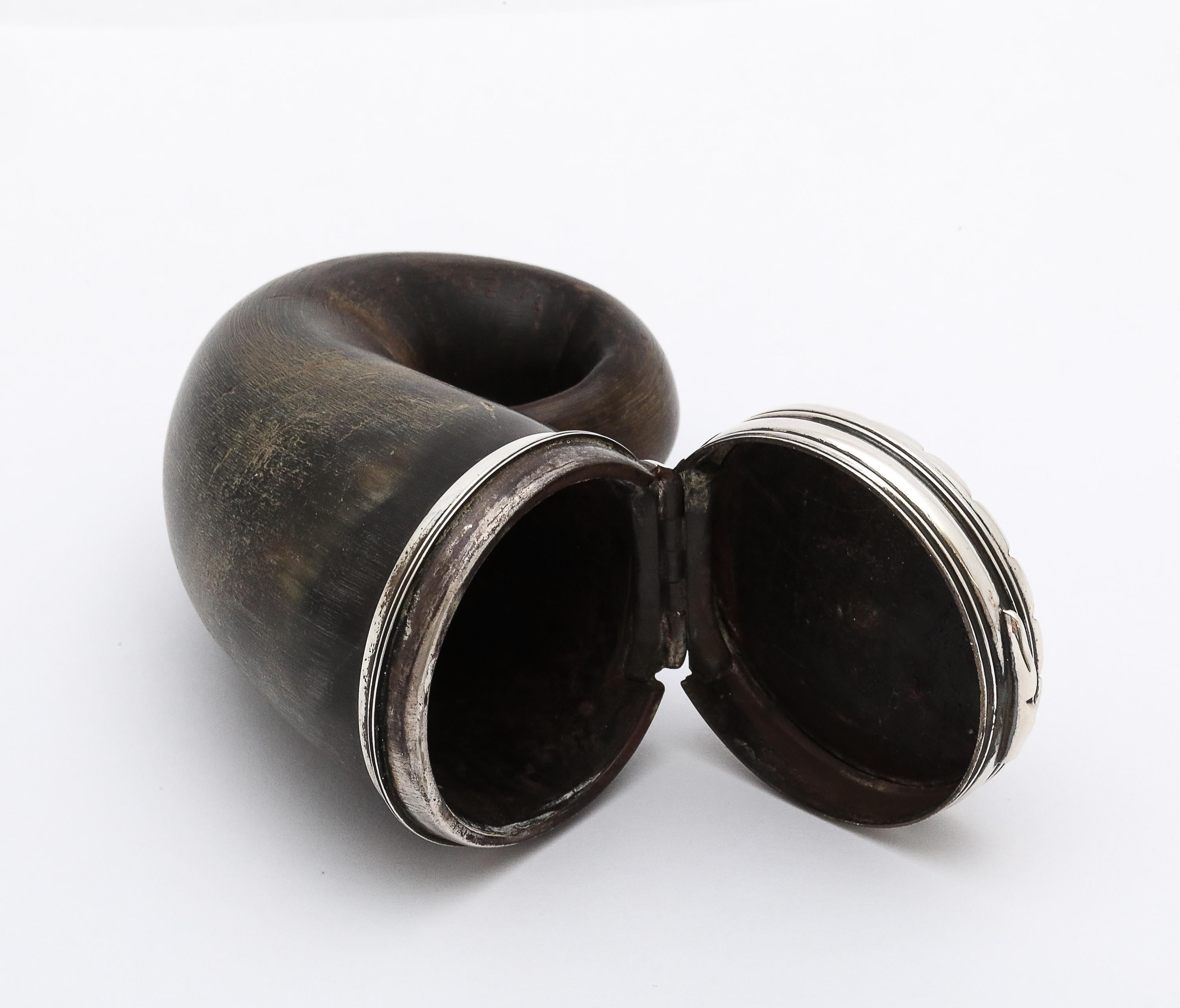 Moule à priser d'époque géorgienne (George III) monté en argent sterling avec couvercle à charnière en vente 6