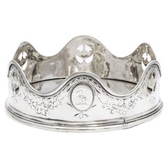 Georgian 'George III' Sterling Silver Crown-Form Wine Bottle Coaster