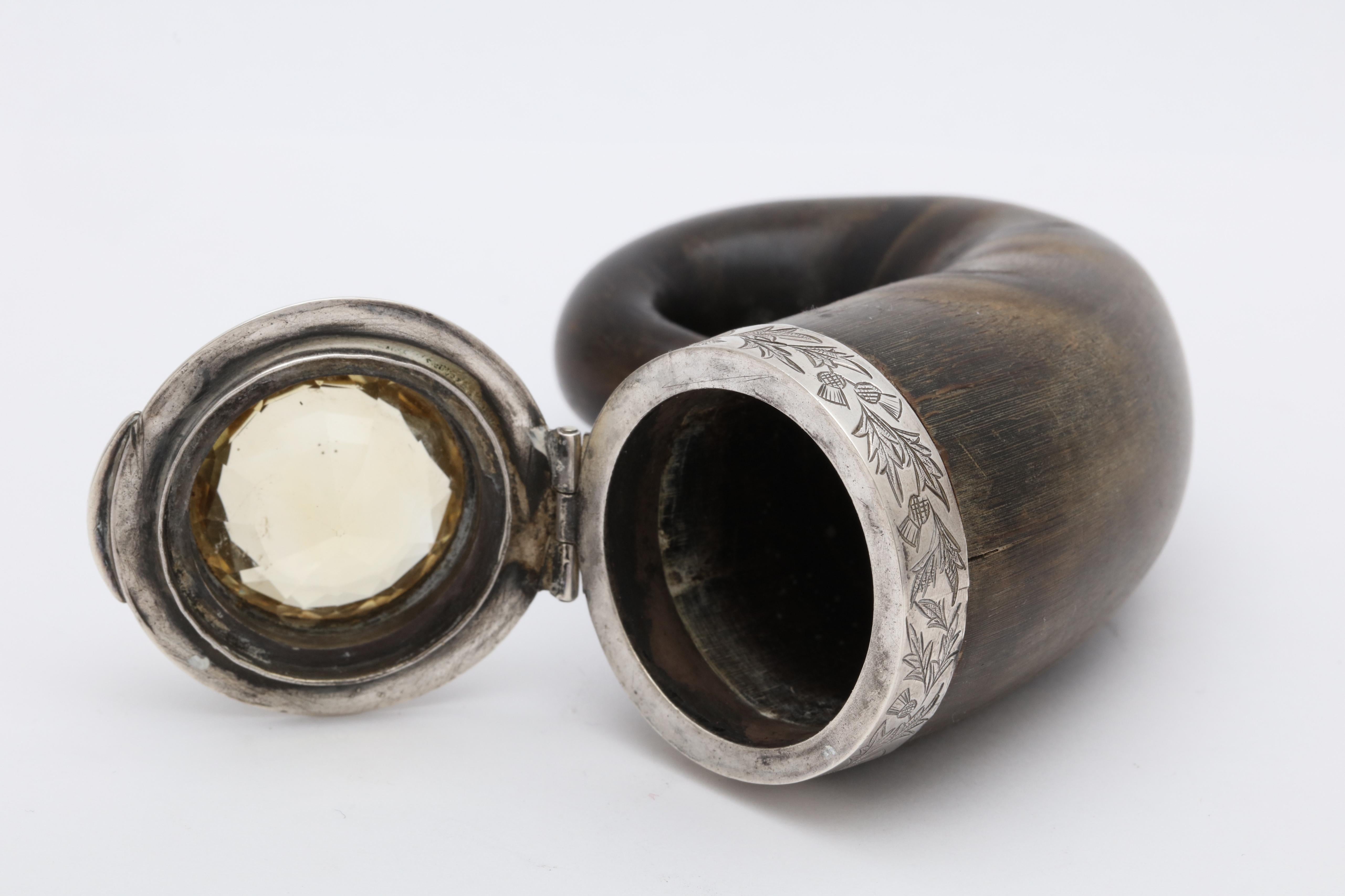 Georgian 'George III' Sterling Silver-Mounted Horn Snuff Mull with Cairngorm 5